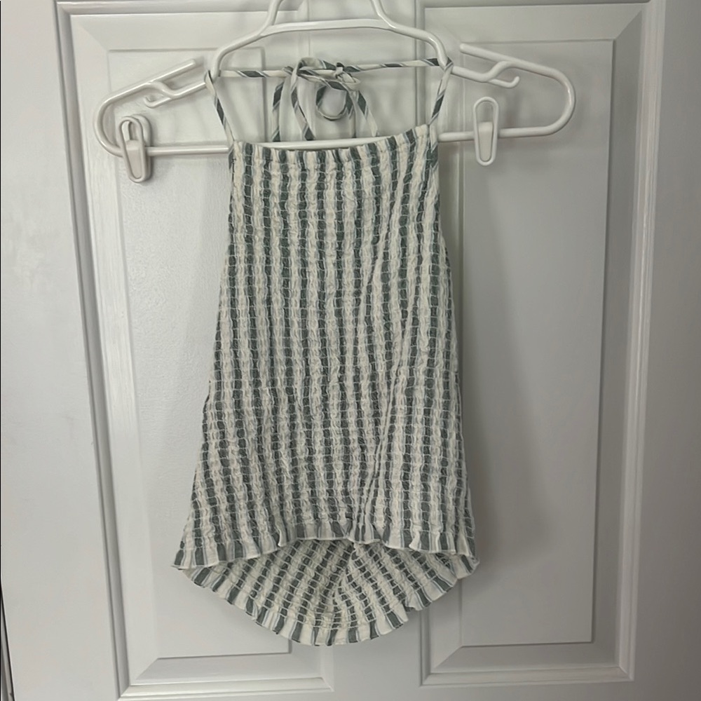 American Eagle Outfitters Green and White Striped Top